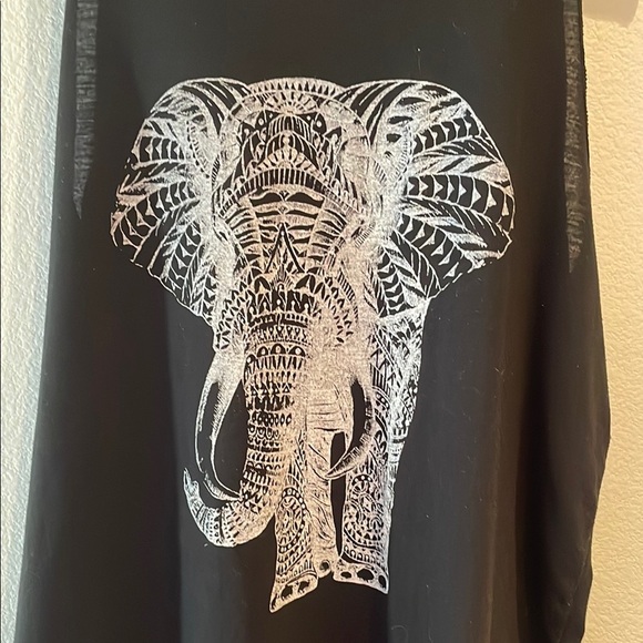 Thailand Elephant Print Logo Tank Top, Raw Edges, Black, Size XL - Picture 2 of 8